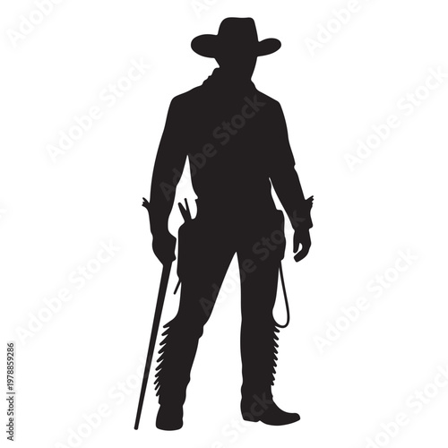 Standing Wild West Cowboy with Rifle – Classic Gunslinger Silhouette Vector