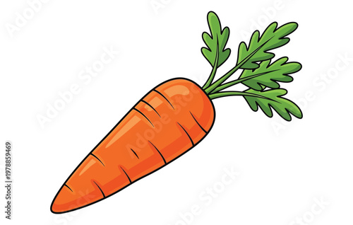 Vibrant illustration of a carrot with lush green tops a healthy and nutritious vegetable drawing