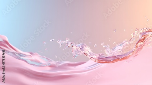 Pink liquid waves move gently with shimmering droplets