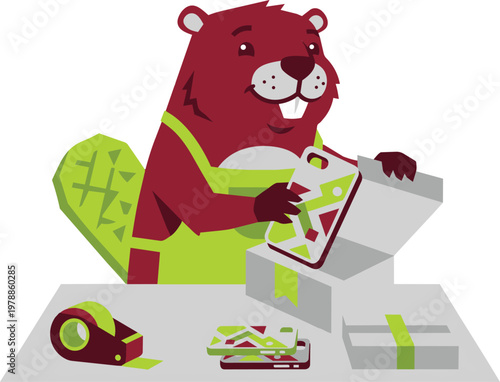 Beaver packing phone case for delivery