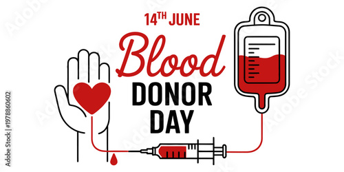 A creative illustration celebrating world blood donor day on the fourteenth of june each year Vector, illustration