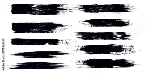 Grunge brushes. Paintbrush sketch strokes, black splash distress texture and paint daub. Rough ink stain and calligraphy element vector set. Illustration sketch grungy shape.eps 10