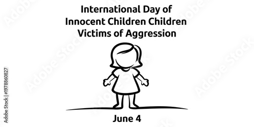 A simple black and white graphic illustration commemorating international day of innocent children Vector, illustration