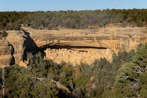 Vászonkép Cliff Palace at Mesa Verde National Park in Colorado protects Ancestral Puebloan sites