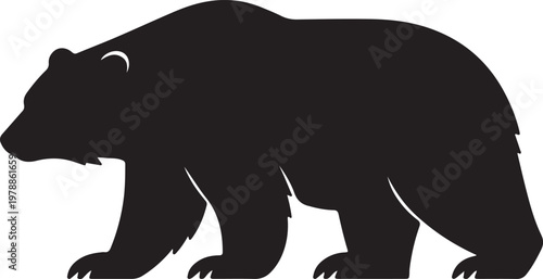 Minimalist Grizzly Bear Silhouette Icon Design.