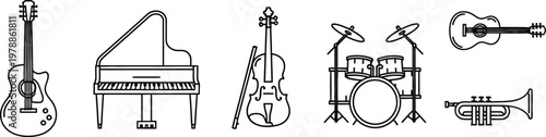 Ancient egyptian musical instruments a line drawing compilation