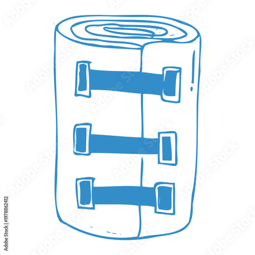 Elastic bandage roll. Medical tool for sprains and fractures of patients bones. First aid compression tape icon