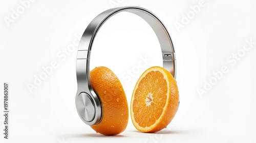 Surreal Concept of Headphones Made from Fresh Orange Slices