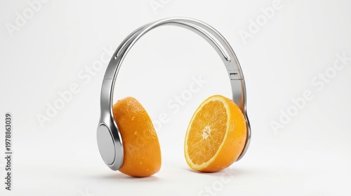 Surreal Concept of Headphones Made from Fresh Orange Slices
