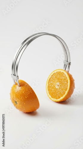 Surreal Concept of Headphones Made from Fresh Orange Slices