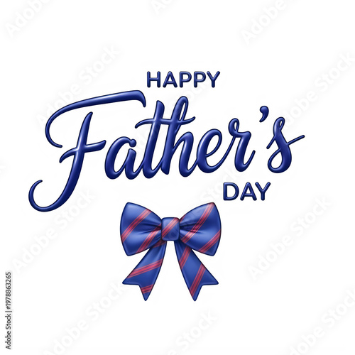 Happy father's day design with bow tie and script lettering fathers day greeting celebration neckwear isolated