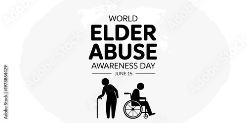 Graphic design for world elder abuse awareness day on june 15 to promote safety for the elderly. Vector, illustration