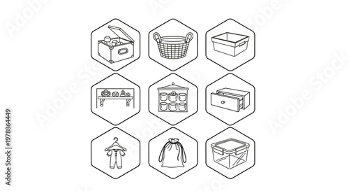 Collection of various storage containers.