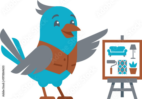 Interior design bird presents mood board