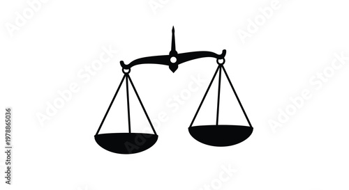 Tableau sur toile Scales of justice depicted in a stark black graphic silhouette