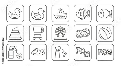 Black and white line icons set.