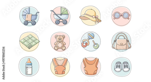 Baby items and accessories collection.