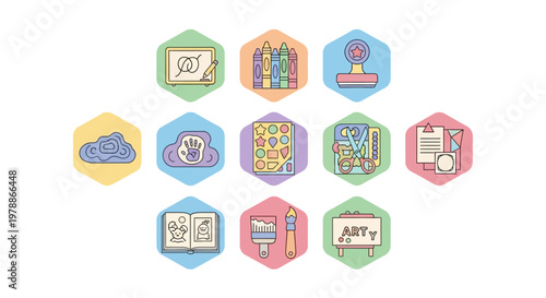 Colorful icons on white background.