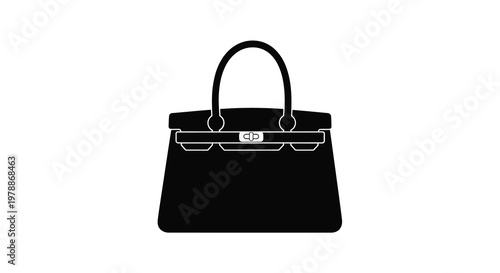 Elegant handbag design shown in a striking black silhouette