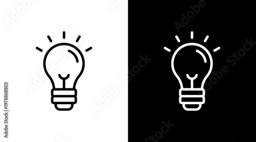 Light Bulb Idea White Icon Set Design