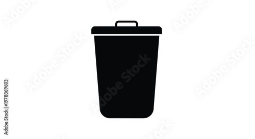 Simple black trash can icon against a white background silhouette
