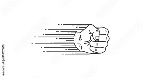 A clenched fist with motion lines.
