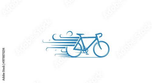 A blue bicycle riding fast outside.
