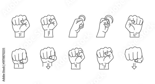 A set of hand gestures icons.
