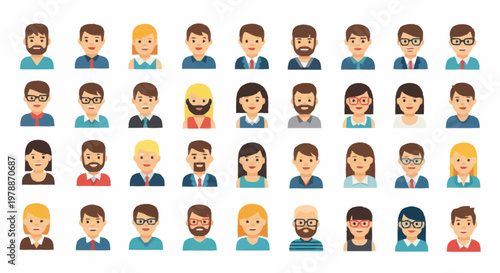 Diverse Group of People Avatars Representing Different Individuals.