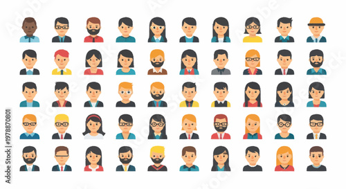 Diverse Group of Cartoon People Avatars.