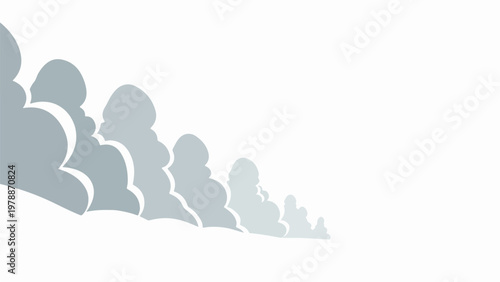 Abstract smoke trails in gray tones against a white background, representing pollution or atmospheric effects, ideal for environmental concepts.