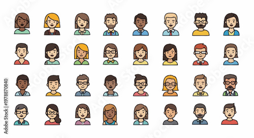 Diverse Group of People Avatars Representing Different Individuals.