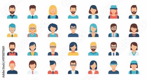 Diverse Group of People Avatars Representing Different Individuals.