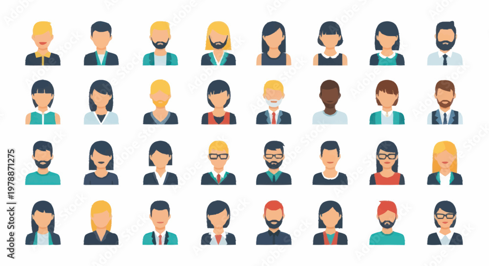 Fototapeta premium Diverse Group of People Icons Representing Different Professions and Genders.