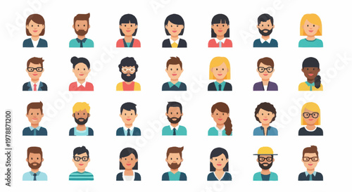 Diverse Group of People Avatars for User Profiles.