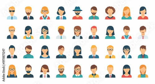 Diverse Group of People Avatar Icons Representing Community.