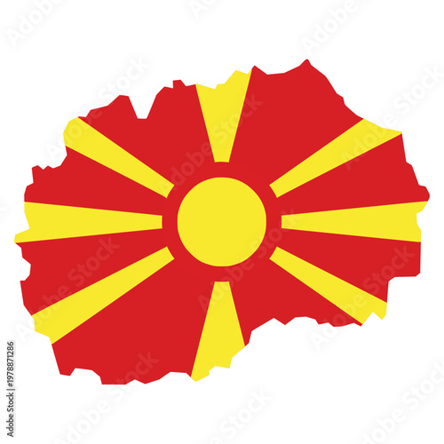 North Macedonia Flag in Map Shape