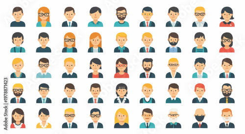 Diverse Group of People Avatars Representing Different Professions and Personalities.