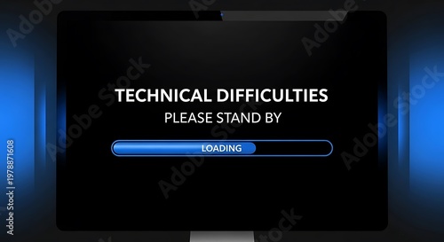 Experiencing technical difficulties with loading issues on a computer screen display