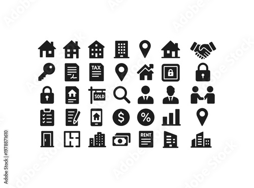 Comprehensive real estate icons set for business and marketing