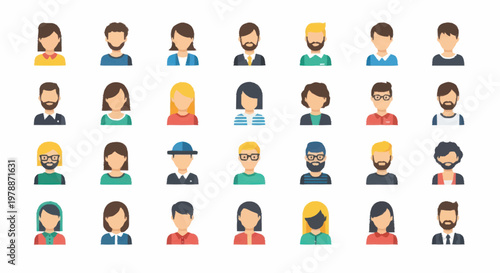 Diverse Group of People Avatars Representing Different Individuals.