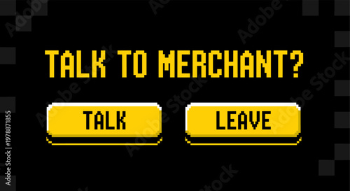Retro pixel art game interface for merchant interaction design