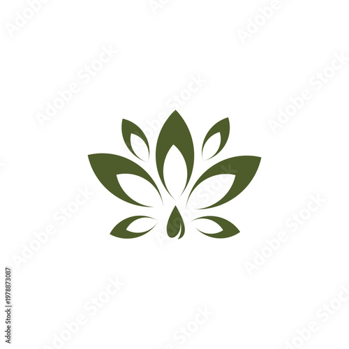 Elegant abstract green leaf icon symbolizing natural wellness and organic growth