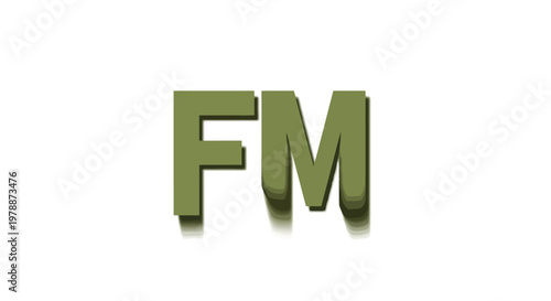 A simple image displaying the letters fm in a bold olive green three dimensional style