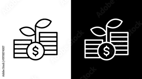 Wealth Tree White Icon Set Design