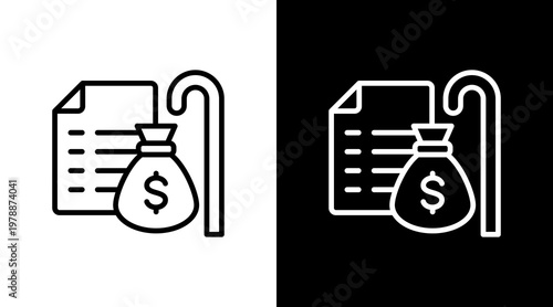 Retirement Plan White Icon Set Design