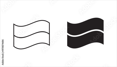Simple line icon of a wavy flag shape, representing motion, banner, or fluid design. Clean outline style suitable for UI, web, and mobile applications.