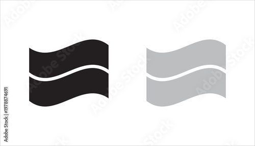 Simple line icon of a wavy flag shape, representing motion, banner, or fluid design. Clean outline style suitable for UI, web, and mobile applications.