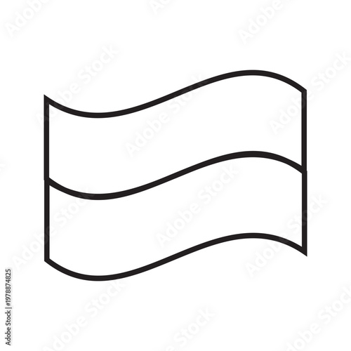Simple line icon of a wavy flag shape, representing motion, banner, or fluid design. Clean outline style suitable for UI, web, and mobile applications.