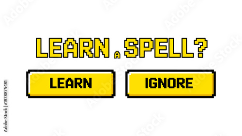 Retro pixel art: choose your adventure with spell options